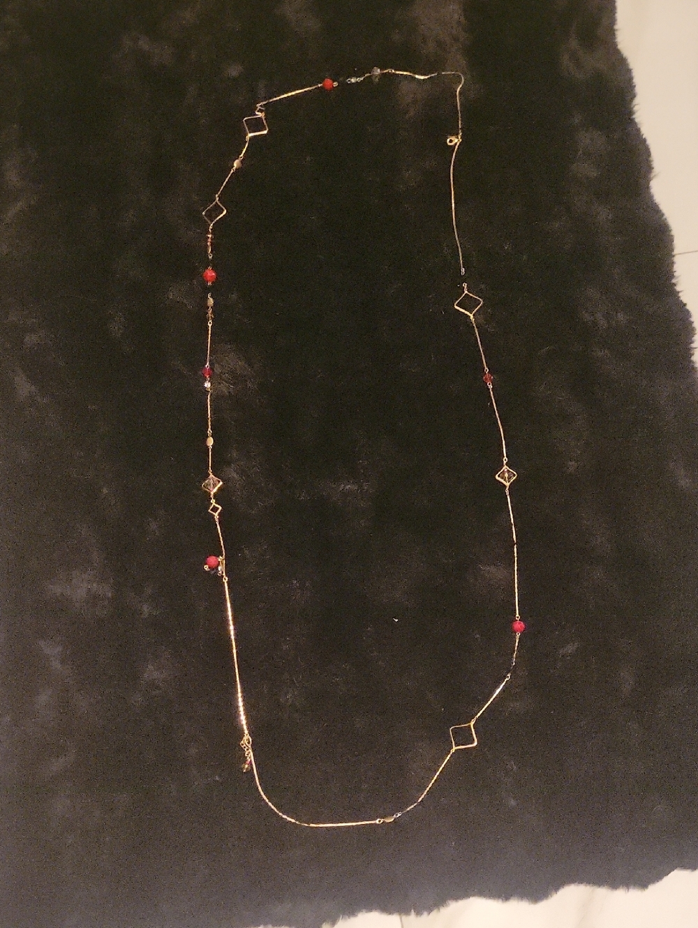 Designers Originals Gold-Tone Long Necklace with Red Beads